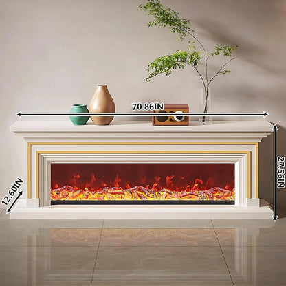 Aihm-Lon Simple Electric Fireplace with Golden line decoration 59”-95”