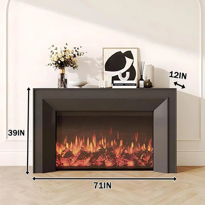 Aihm-Lon Black Electric Fireplace Includes 3D Real Flame Effect 47”-71”