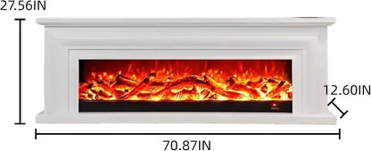 Aihm-Lon Minimalist Electric Fireplace with Realistic Flame Large Countertop 71”-79”