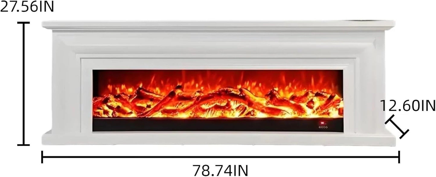 Aihm-Lon Minimalist Electric Fireplace with Realistic Flame Large Countertop 71”-79”