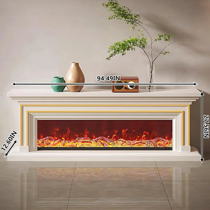 Aihm-Lon Simple Electric Fireplace with Golden line decoration 59”-95”