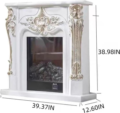 Aihm-Lon Electric Fireplace with Gold Outline Carving 39”