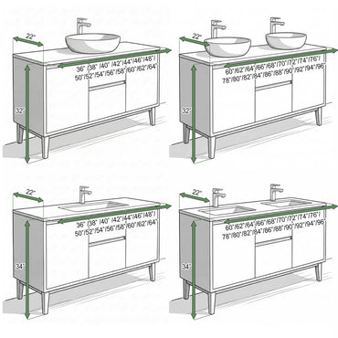 52"-96"High Gloss White Double Basin Floating Bathroom Vanity