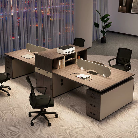 Workstation Black Wood Grain 118.11IN No Chairs