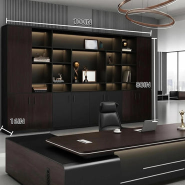 100IN Bookshelf with 72IN Meeting Table (No Chairs)
