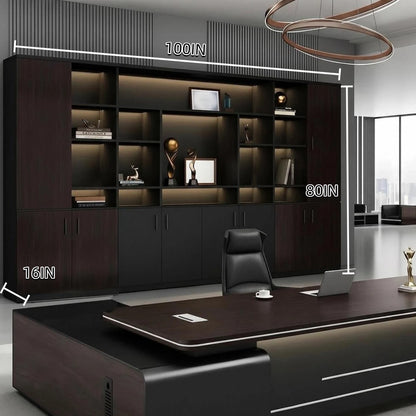 100IN Bookshelf with 72IN Meeting Table (No Chairs)
