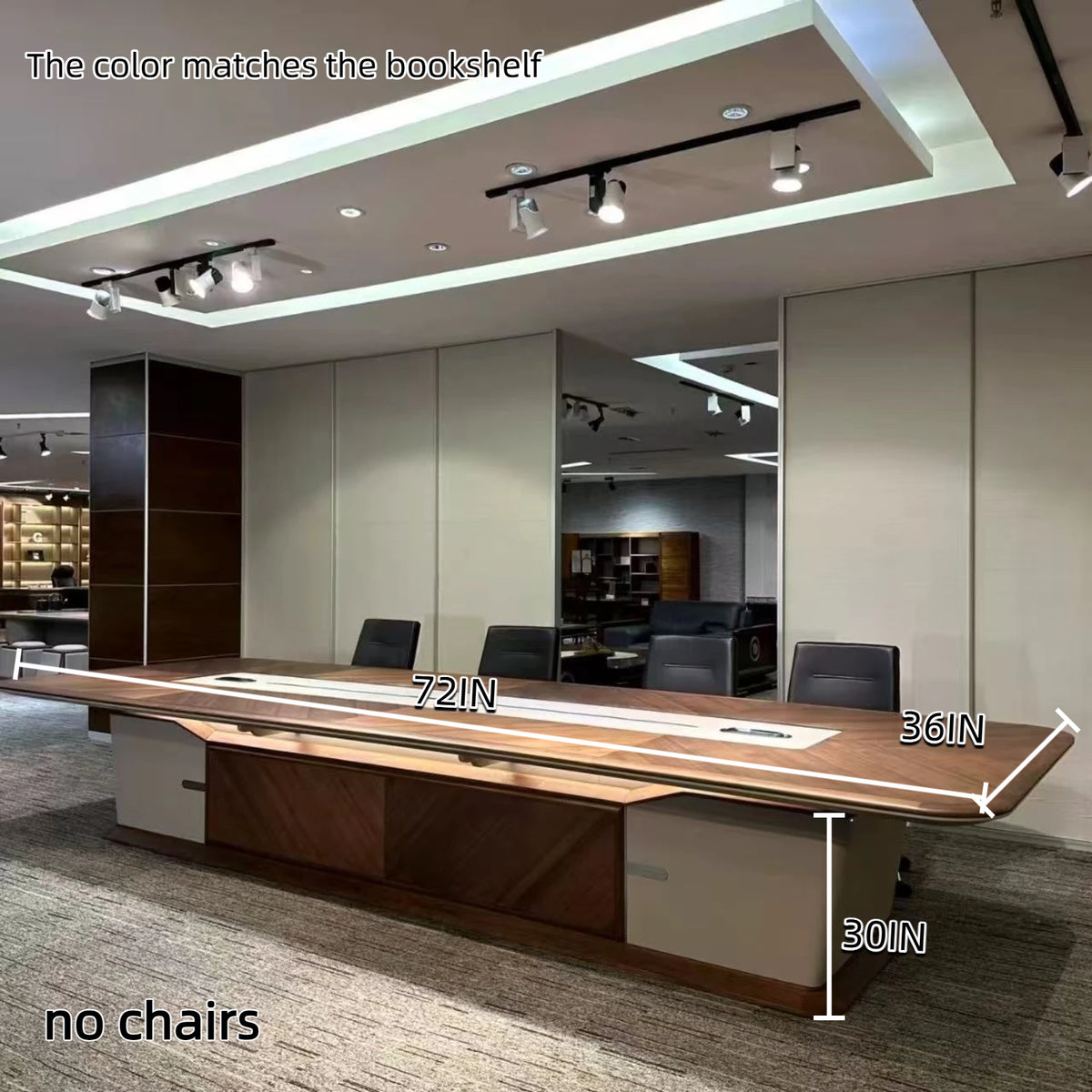 100IN Bookshelf with 72IN Meeting Table (No Chairs)
