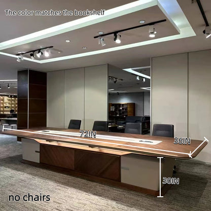 100IN Bookshelf with 72IN Meeting Table (No Chairs)