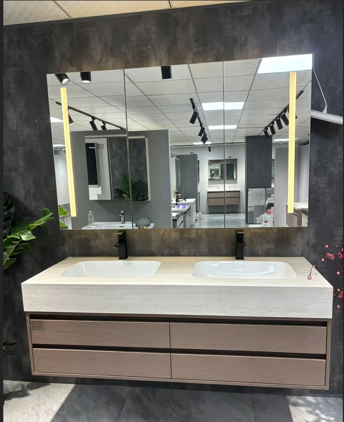 60" Solid Wood Bathroom Vanity Set with Intelligent Mirror and Basin