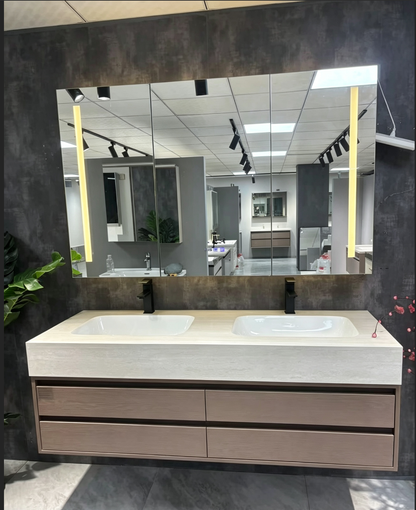 60" Solid Wood Bathroom Vanity Set with Intelligent Mirror and Basin