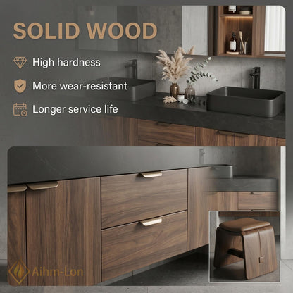 60''-96'' Double Bathroom Vanity with Sink Modern Floating Warm Wood Texture Integrated