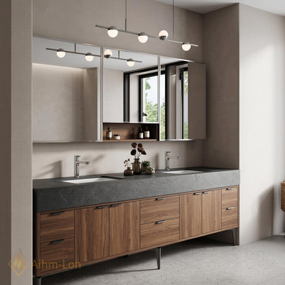 60''-96'' Double Bathroom Vanity with Sink Modern Floating Dark Stone Under-Cabinet Drawers
