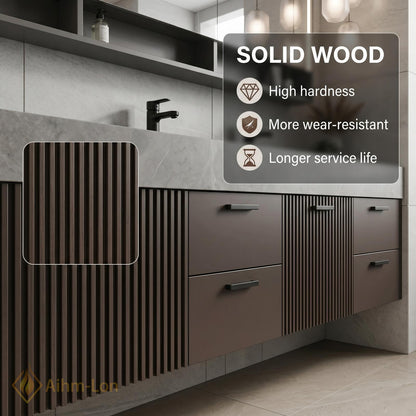 60''-96'' Double Bathroom Vanity with Sink Fluted Panels Charcoal Grey Finish