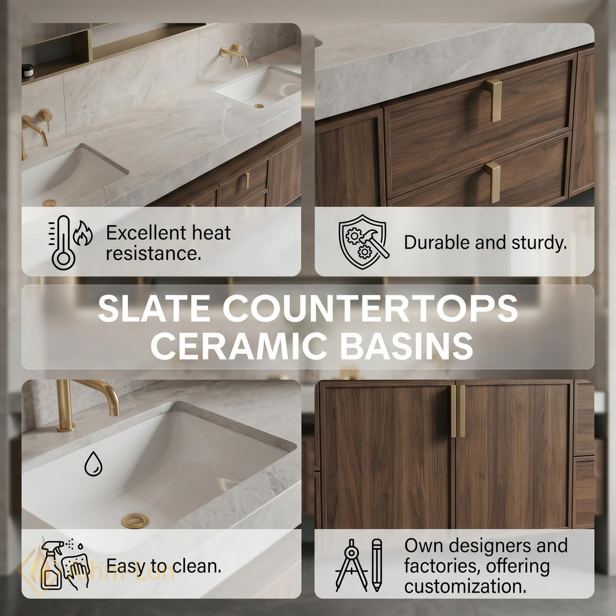 80''-96'' Double Bathroom Vanity with Sink Floating Double Walnut Finish Modern