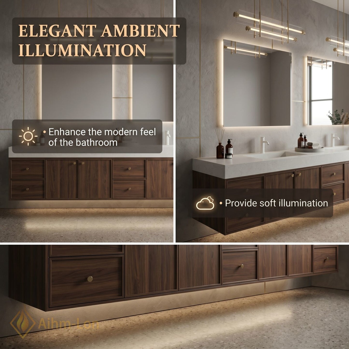 76''-96'' Double Bathroom Vanity with Sink Floating Modern Vanities Storage Drawers Vanitys