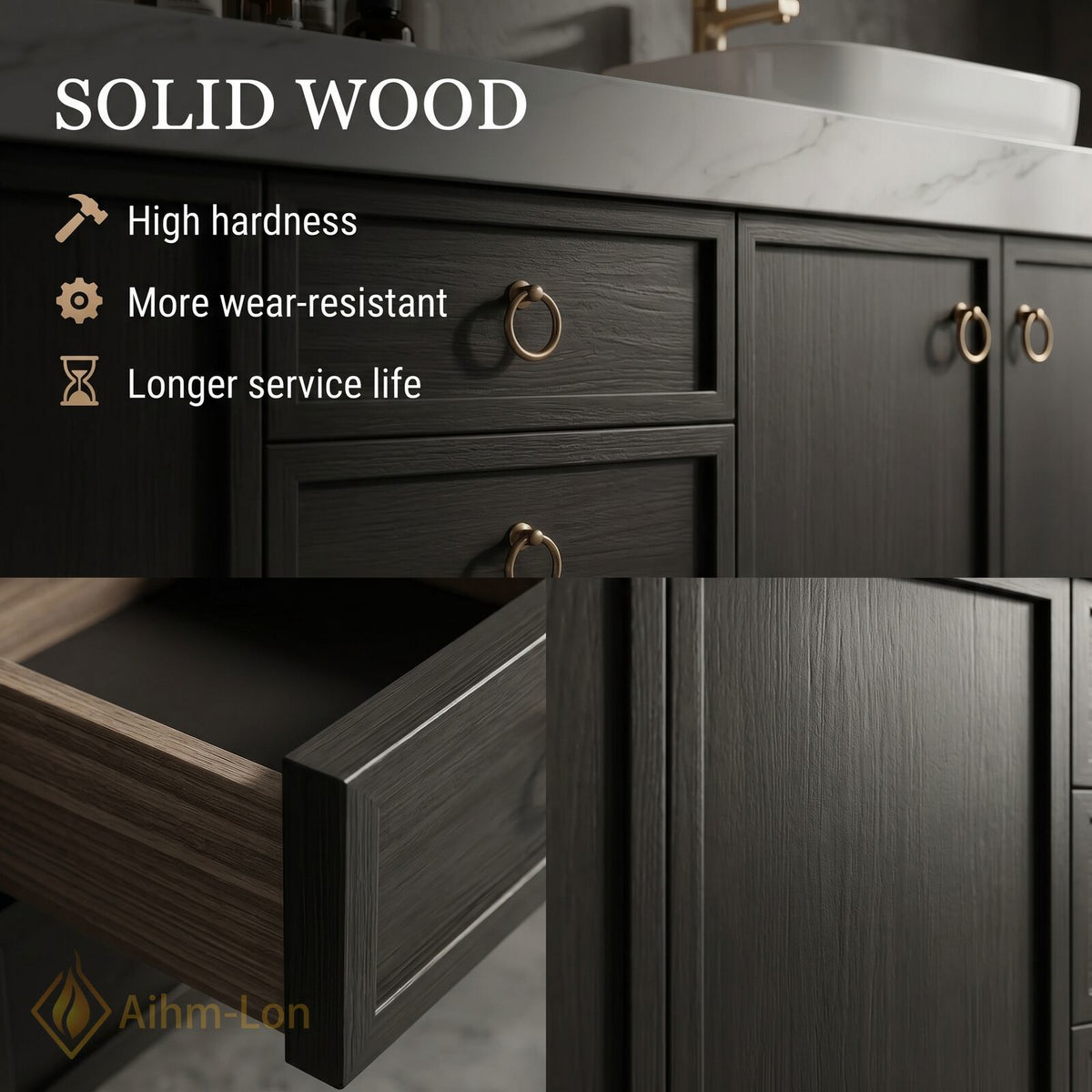 80''-96'' Double Bathroom Vanity with Sink Dark Finish Spacious Drawers Organized Storage