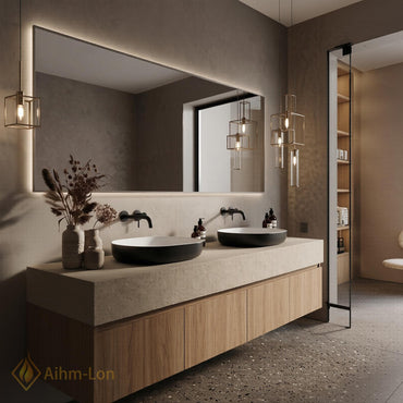 60''-96'' Double Bathroom Vanity with Sink Light-Oak Modern Floating Two Vessel