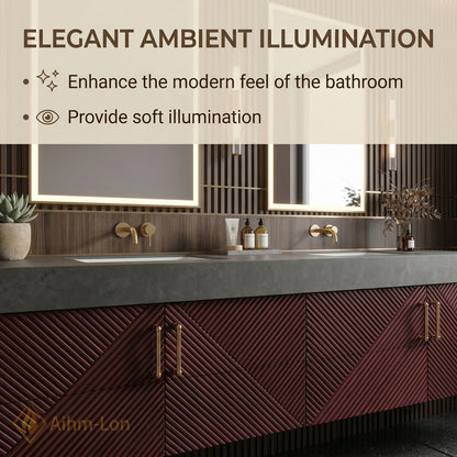 60''-96'' Double Bathroom Vanity with Sink Geometric Ribbed Doors Dark Stone Top