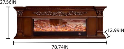 Aihm-Lon White Electric Fireplace with Decorative Flame 79”