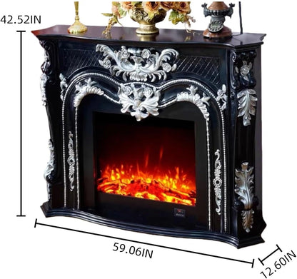 Aihm-Lon Retro Electric Fireplace Includes White European Faux Bricks 59”