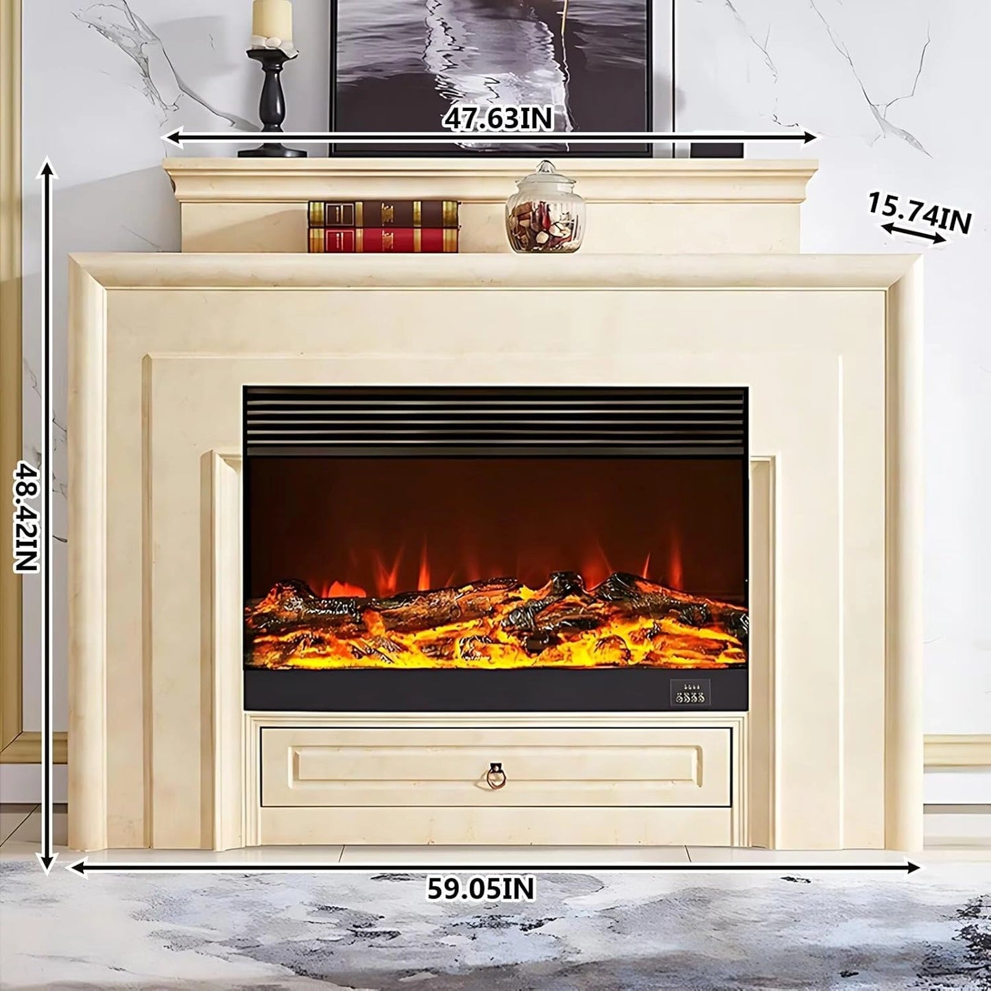 Aihm-Lon Exquisite Electric Fireplace Includes Layered Three-Dimensional Design 59”