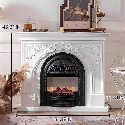 Aihm-Lon Freestanding Electric Fireplace Vintage Tall Chimenea TV Stand 51”