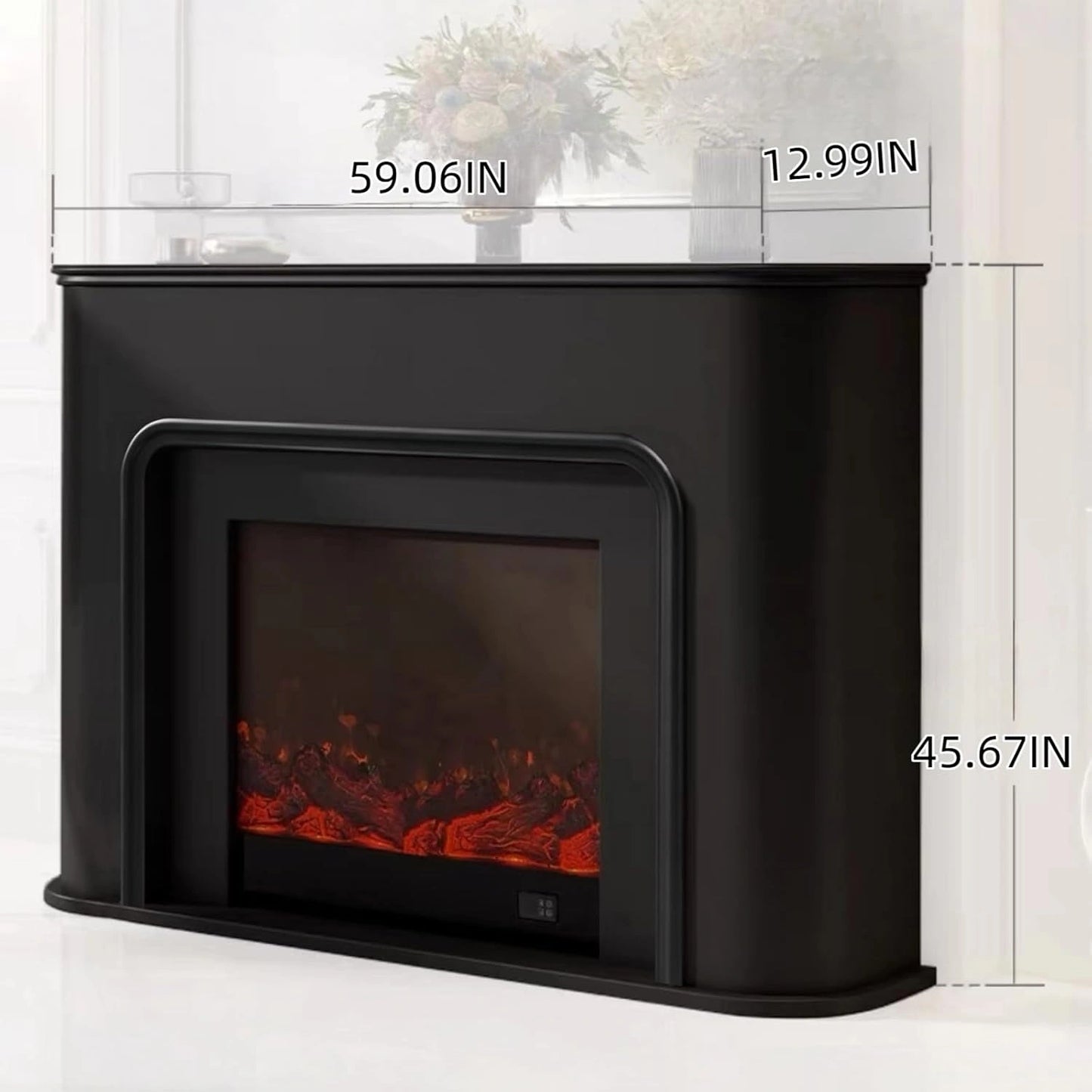 Aihm-Lon Modern Electric Fireplace Curved Corner and Simple Countertop 47”-79”