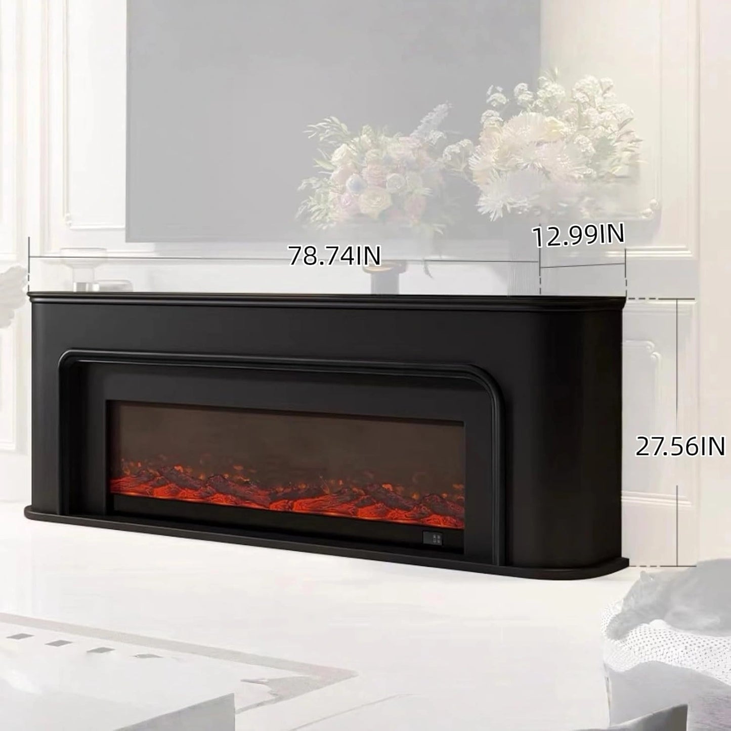 Aihm-Lon Modern Electric Fireplace Curved Corner and Simple Countertop 47”-79”