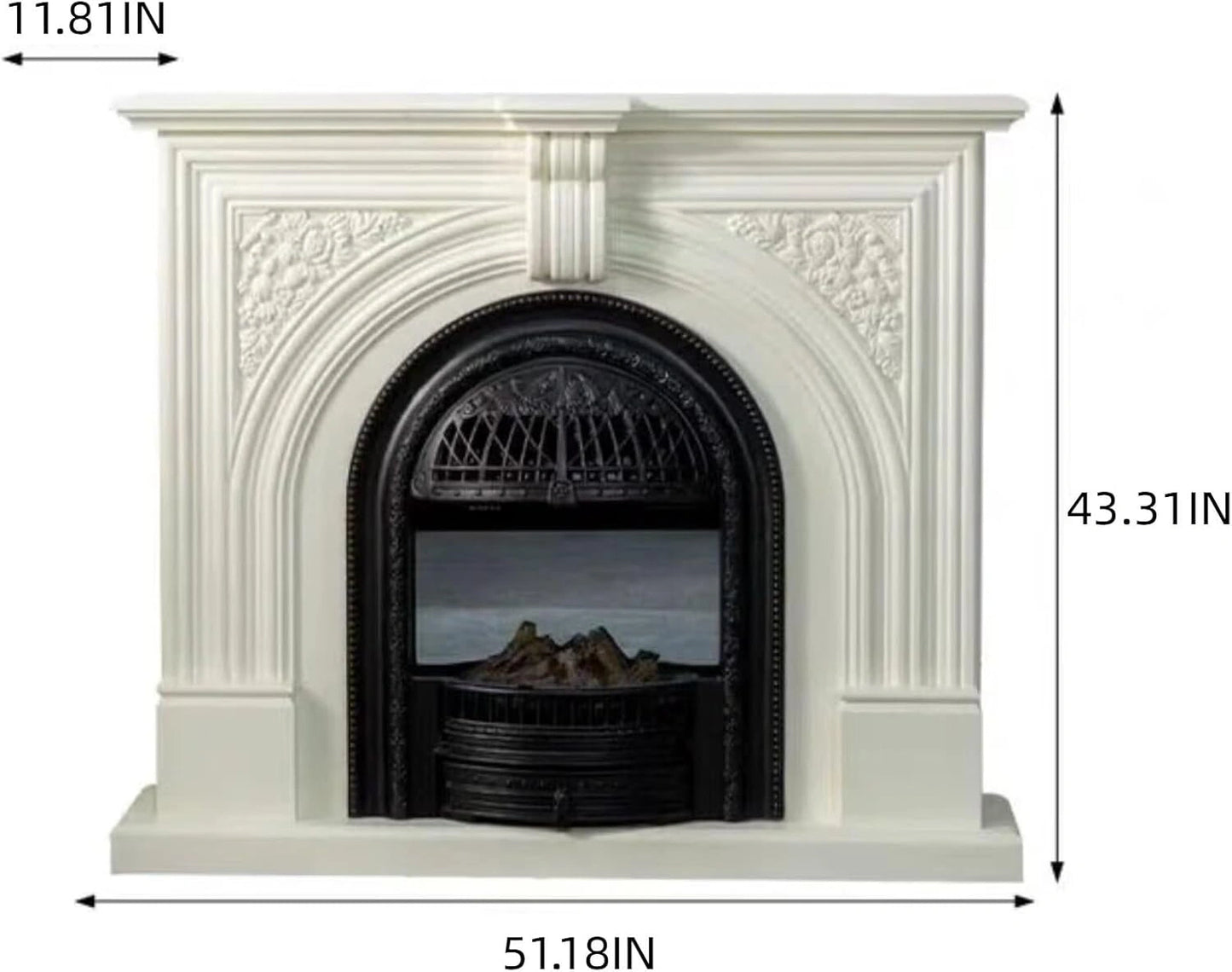Aihm-Lon Vintage Electric Fireplace Includes Real Flame Insert and Heating Function 51”