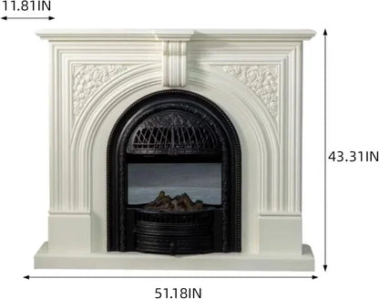 Aihm-Lon Vintage Electric Fireplace Includes Real Flame Insert and Heating Function 51”