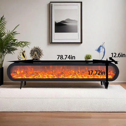 Aihm-Lon Indoor Electric Fireplace White Modern Style with Decorative Faux Flame 79”