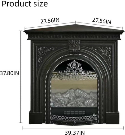 Aihm-Lon Corner Electric Fireplace with Triangular Cabinet and Modern Carving 39”