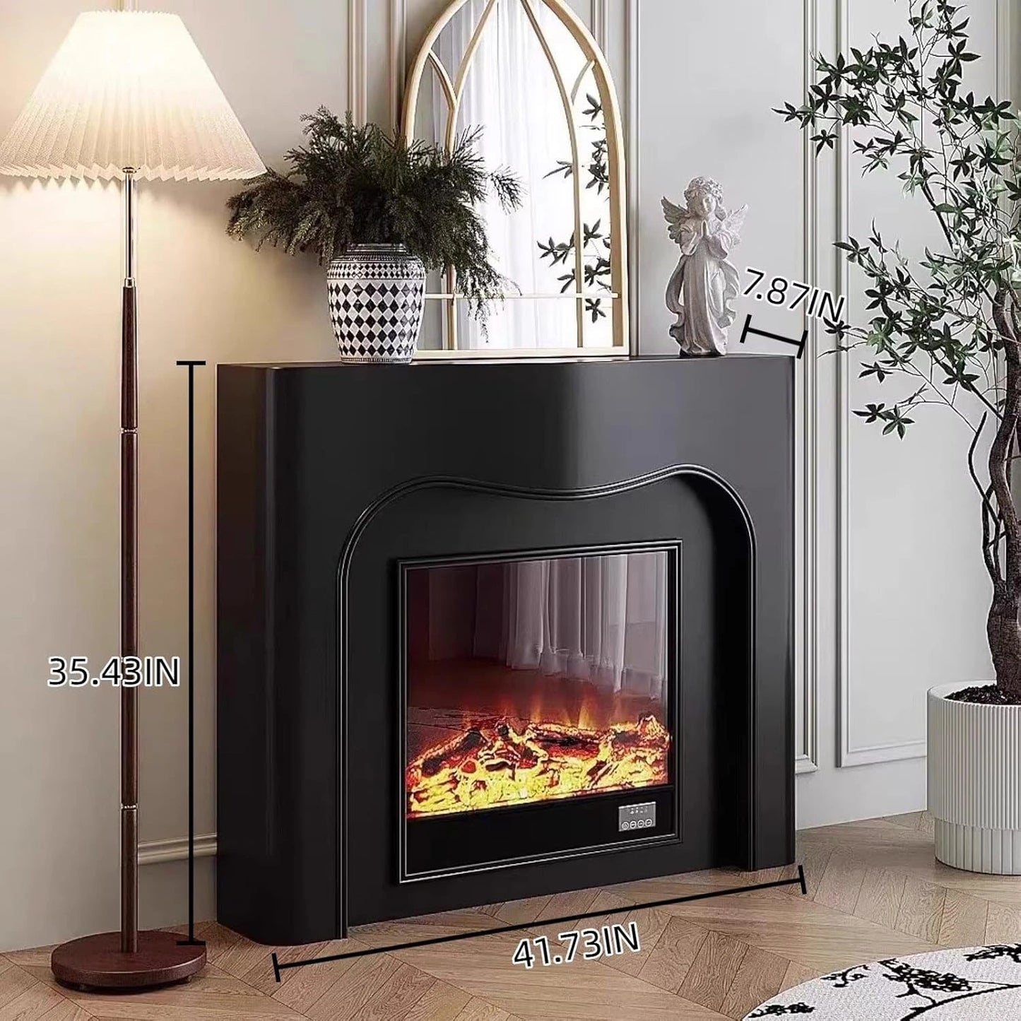 Aihm-Lon Elegant Electric Fireplace Includes Black Modern Wavy Design 42”