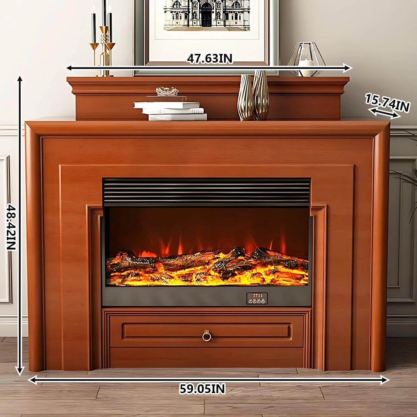 Aihm-Lon Exquisite Electric Fireplace Includes Layered Three-Dimensional Design 59”