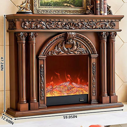 Aihm-Lon Modern Electric Fireplace TV Stand with Arched Carved Door Design 59”