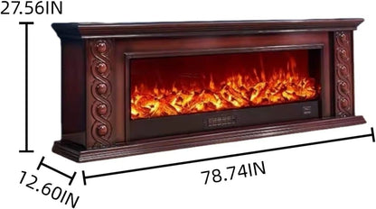 Aihm-Lon Luxury Electric Fireplace Includes Circular Carving with Decorative Flame 79”