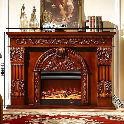 Aihm-Lon Electric Fireplace Includes Exquisite 3D Embossed Flower Design 71”