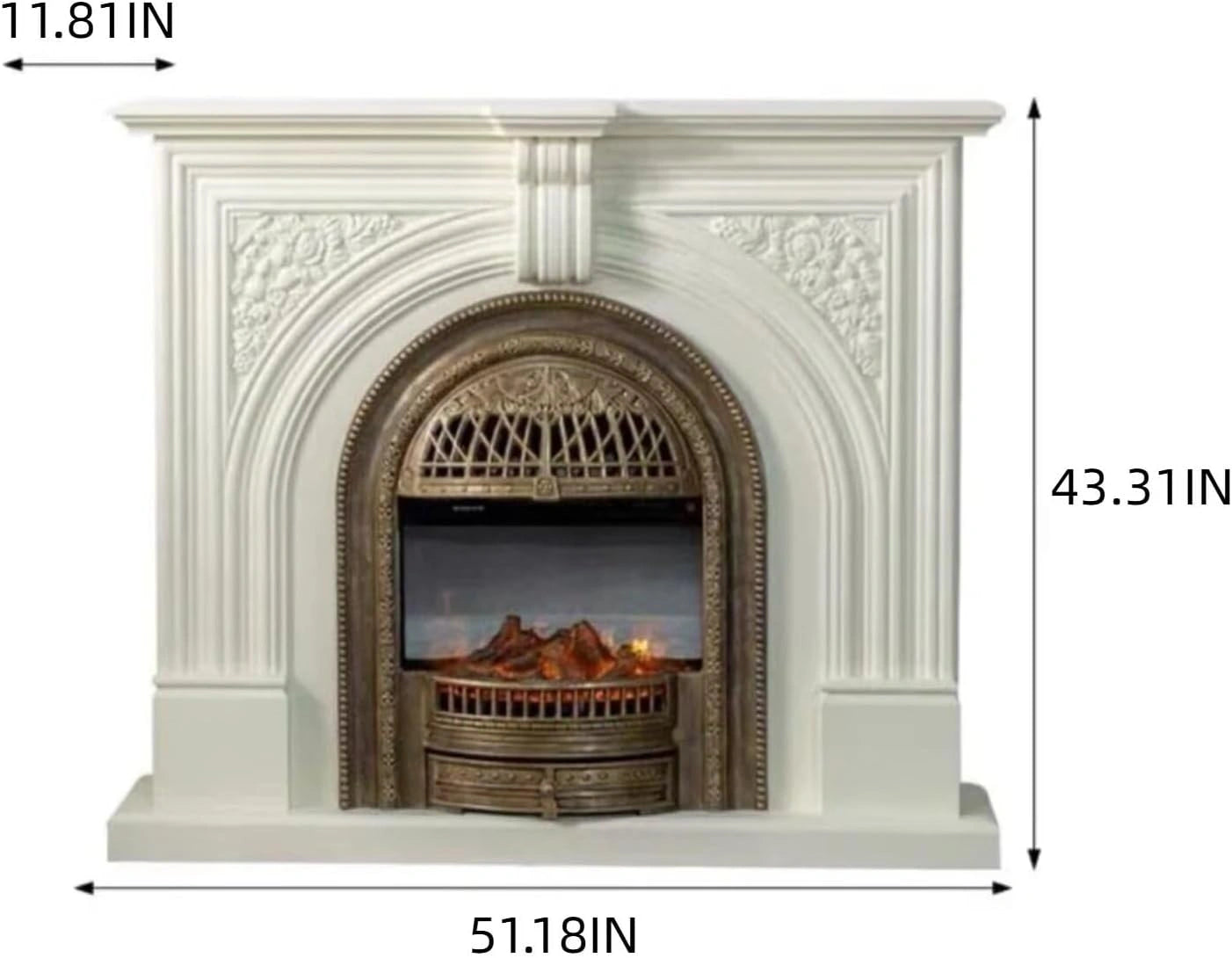 Aihm-Lon Vintage Electric Fireplace Includes Real Flame Insert and Heating Function 51”