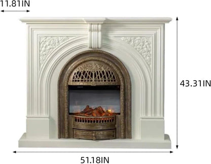 Aihm-Lon Vintage Electric Fireplace Includes Real Flame Insert and Heating Function 51”