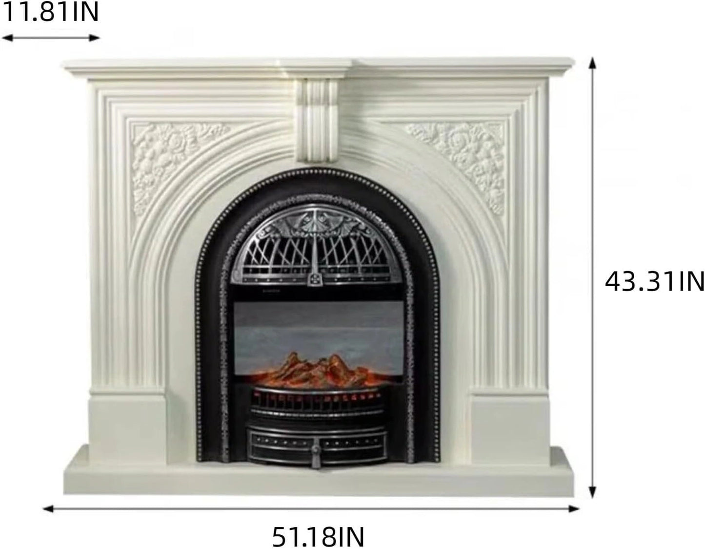 Aihm-Lon Vintage Electric Fireplace Includes Real Flame Insert and Heating Function 51”