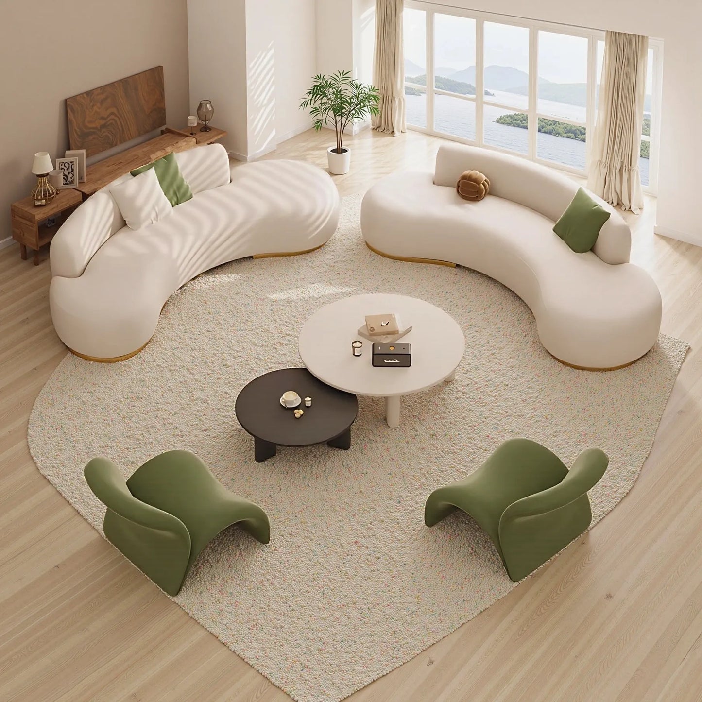 Aihm-Lon Commercial Grade White Modern Sectional Sofa Set with Stool and Coffee Table 79"-110"