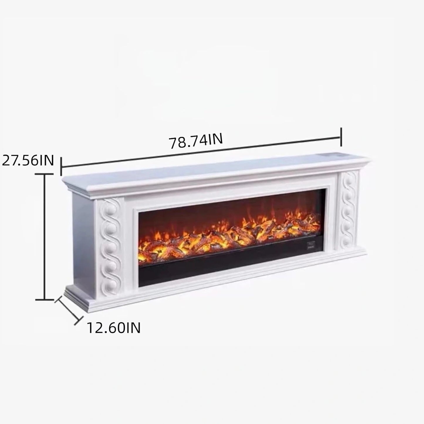 Aihm-Lon Vintage Electric Fireplace with Twisted Rope Pattern 79”