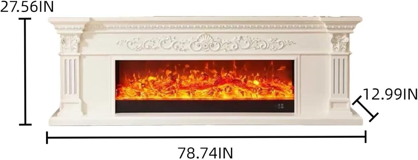 Aihm-Lon White Electric Fireplace with Decorative Flame 79”