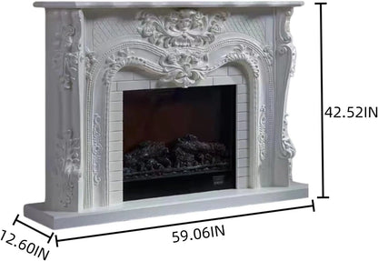 Aihm-Lon Retro Electric Fireplace Includes White European Faux Bricks 59”