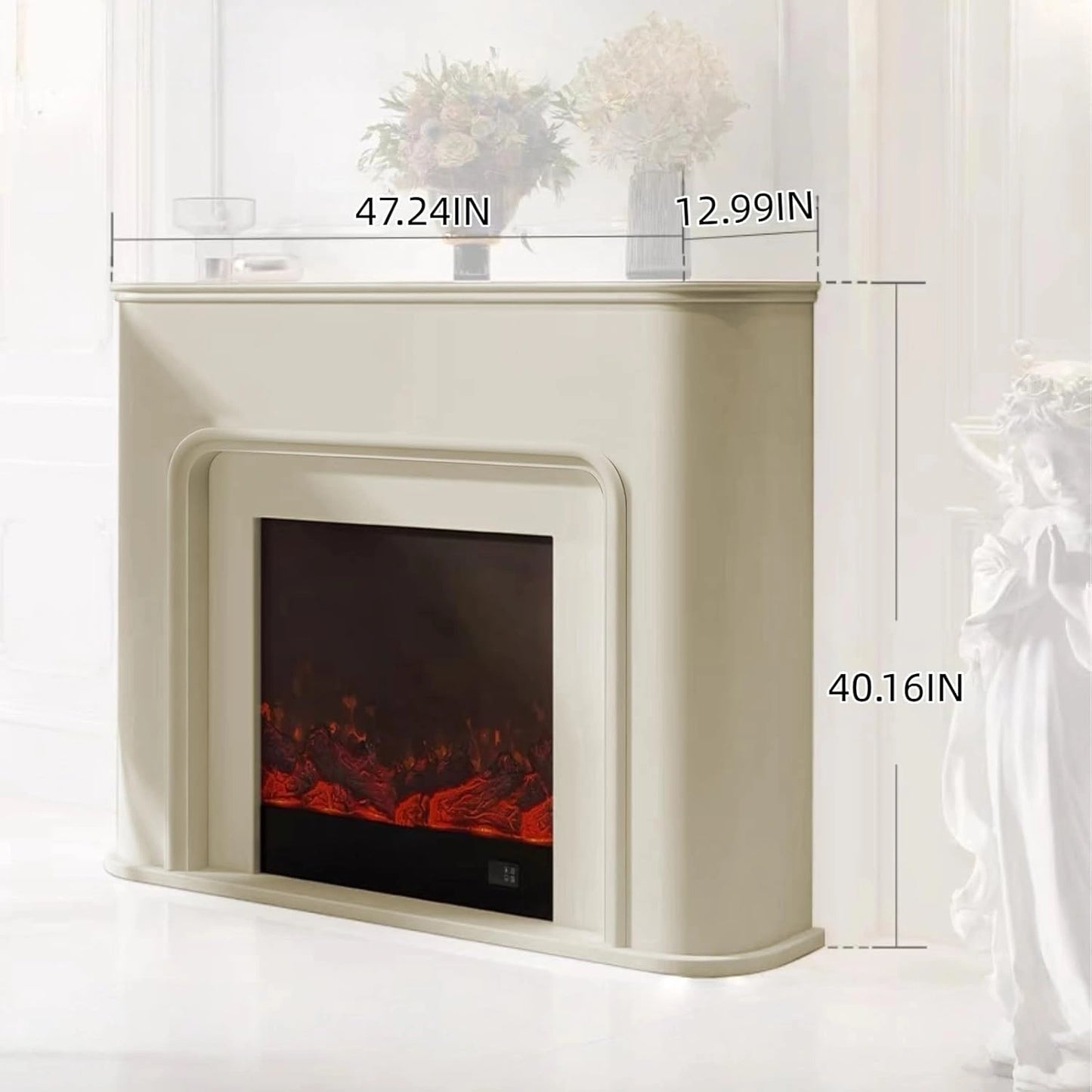 Aihm-Lon Modern Electric Fireplace Curved Corner and Simple Countertop 47”-79”