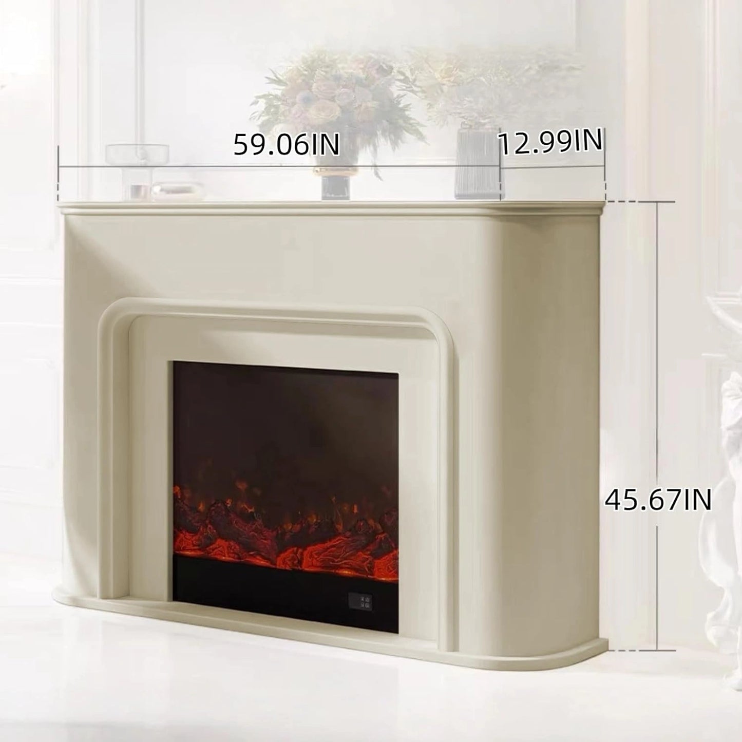 Aihm-Lon Modern Electric Fireplace Curved Corner and Simple Countertop 47”-79”