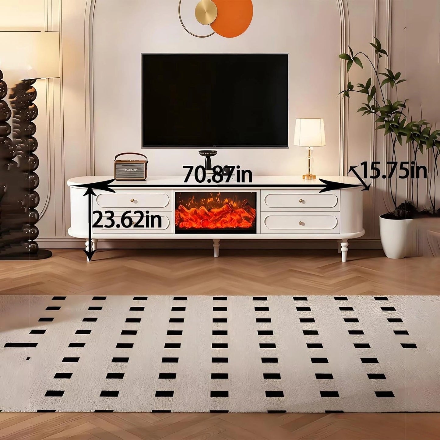 Aihm-Lon Indoor Electric Fireplace Includes French Curved Design 71”- 95”