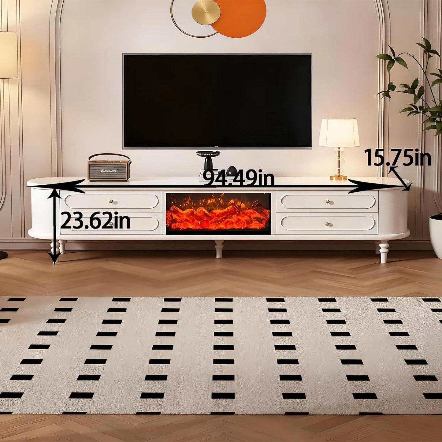 Aihm-Lon Indoor Electric Fireplace Includes French Curved Design 71”- 95”