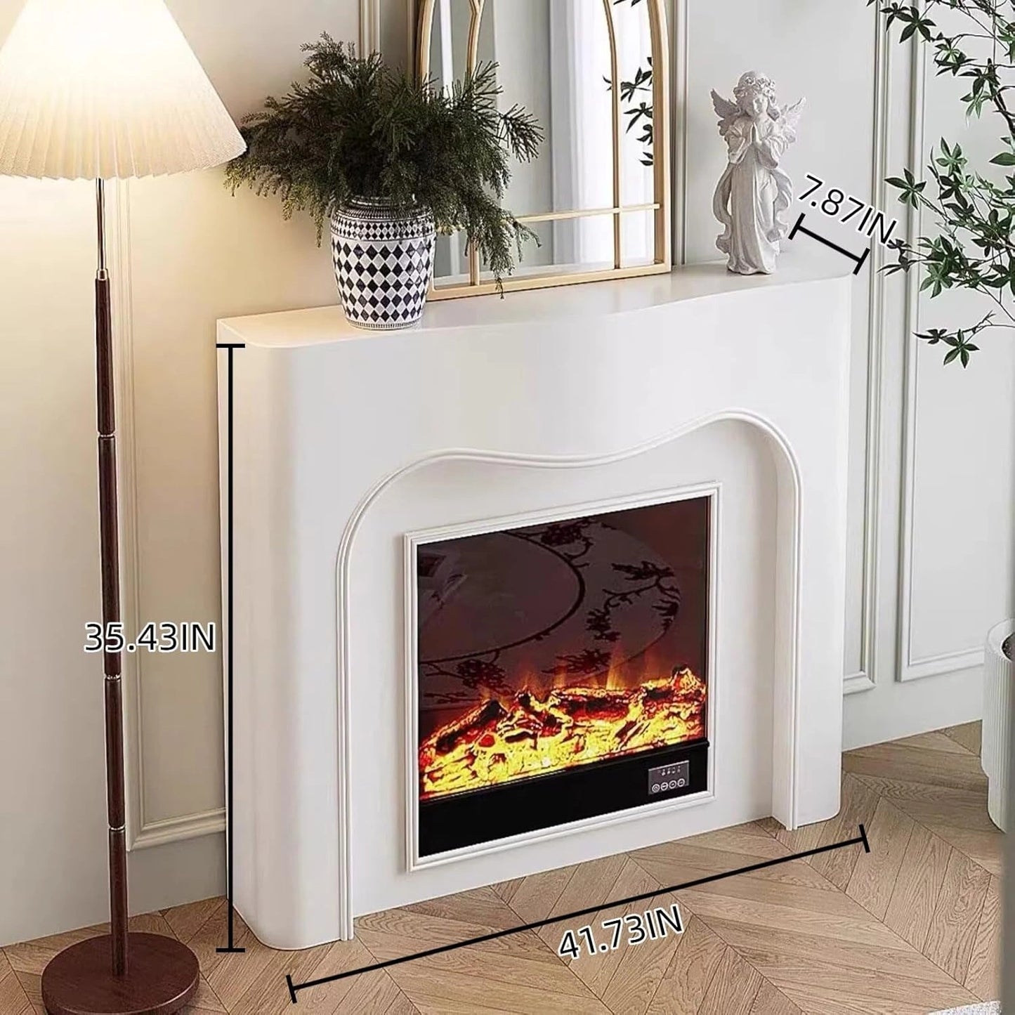 Aihm-Lon Elegant Electric Fireplace Includes Black Modern Wavy Design 42”