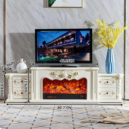 Aihm-Lon Luxury Electric Fireplace with Mantel Includes Vintage Carving 81”